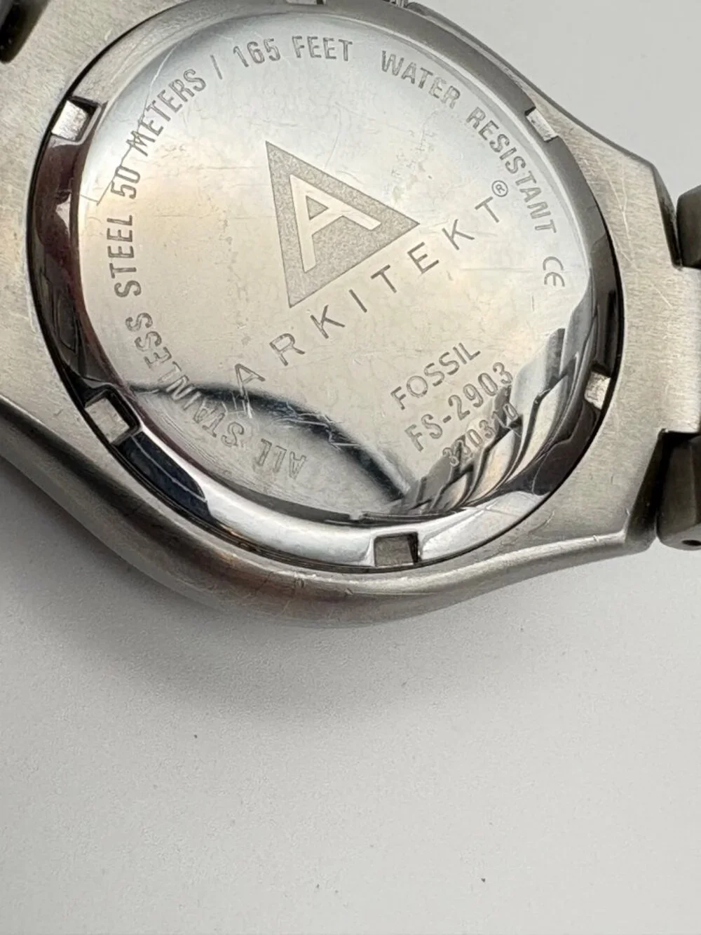 Fossil Arkitekt FS-2903 Mens Quartz Watch Date Grey Sunburst Dial Stainless